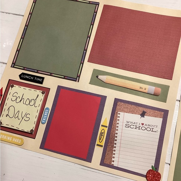 Pre-Made 12x12 School Colorful Scrapbook Page Set-includes 4 school theme pages - Picture 6 of 7